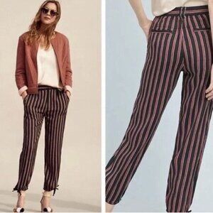 Anthropologie Women's Striped Ankle Tie Jogger Pants Size Small